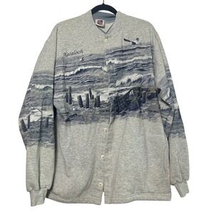 Vintage 80's/90's grandma sweatshirt Kalaloch Beach Scene Seagulls